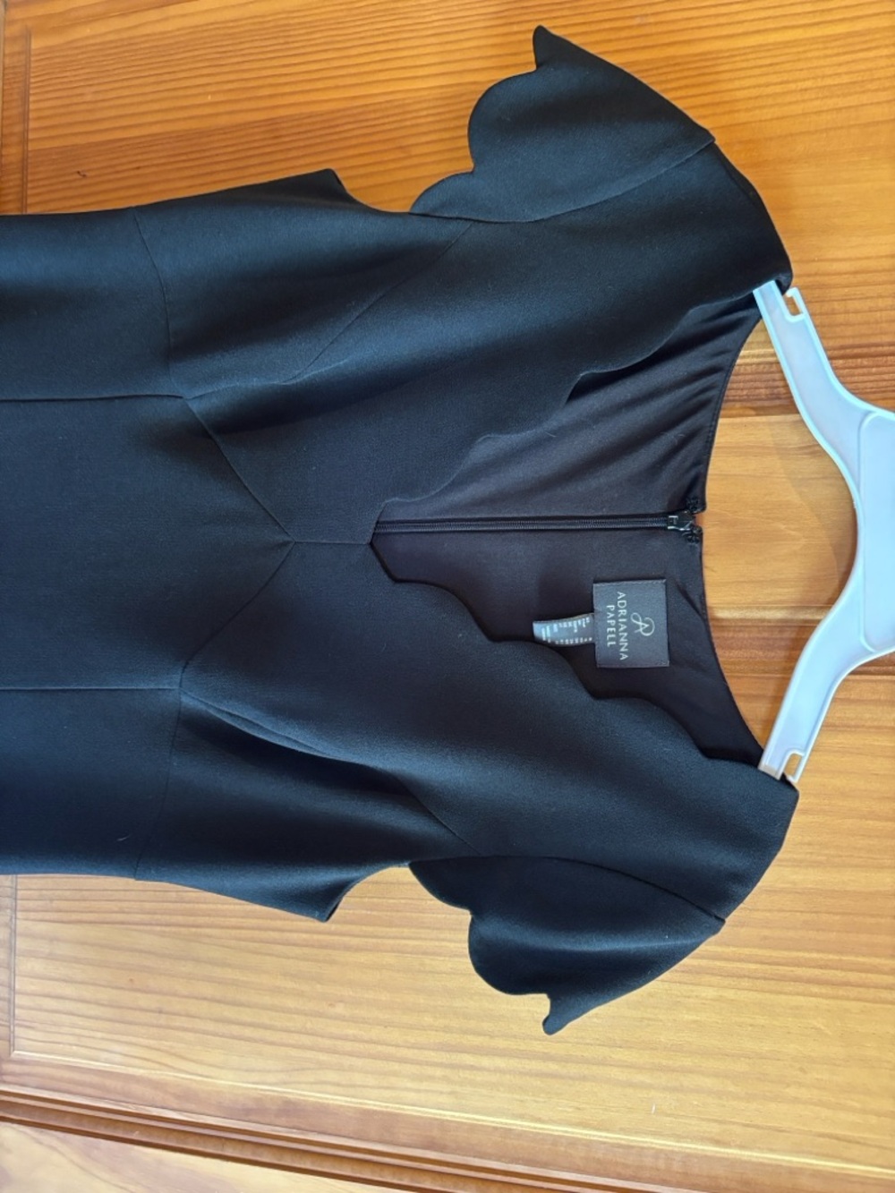 Adrianna Papell Black Scallop Neck Sheath Dress - Picture 6 of 7